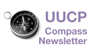 "UUCP Compass Newletter" beside greyscale image of compass