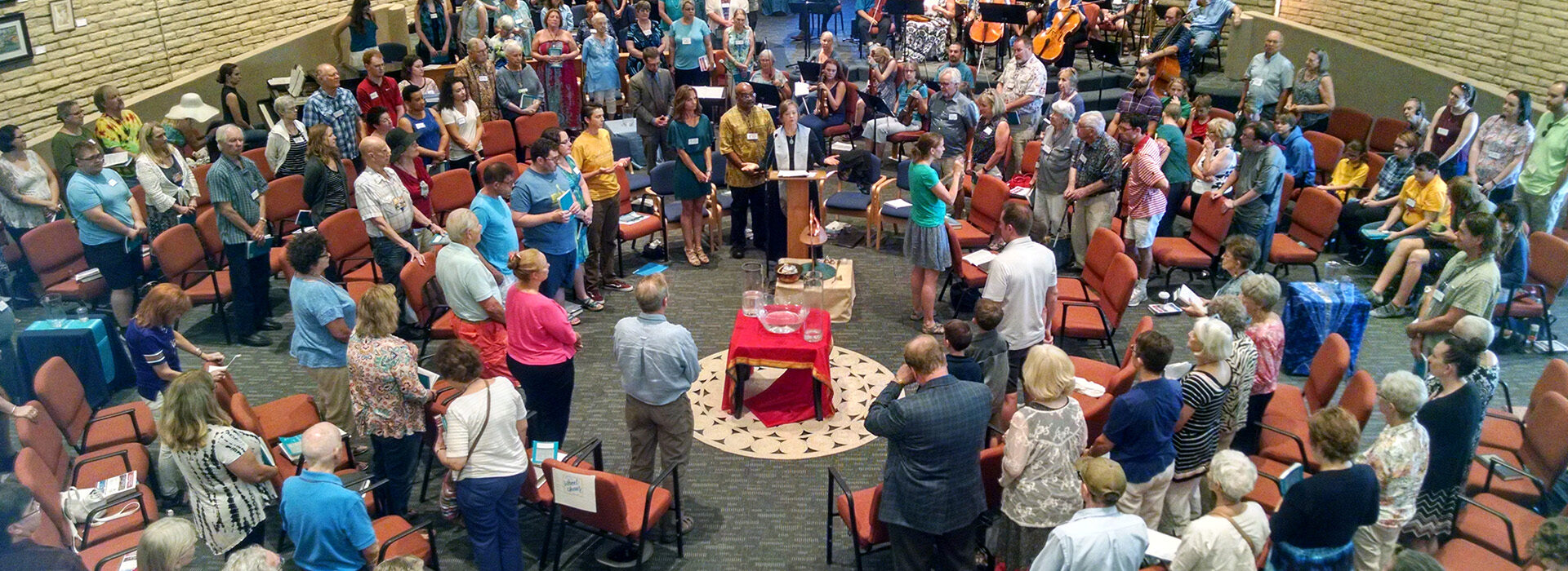 UUCP congregants gathered in the sanctuary for the Water Communion