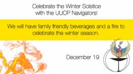 A picture of flames next to the UUCP logo with the text Celebrate the Winter Solstice with UUCP Navigators on top