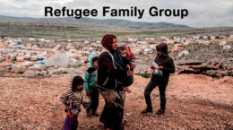 A family of refugees in the hills.