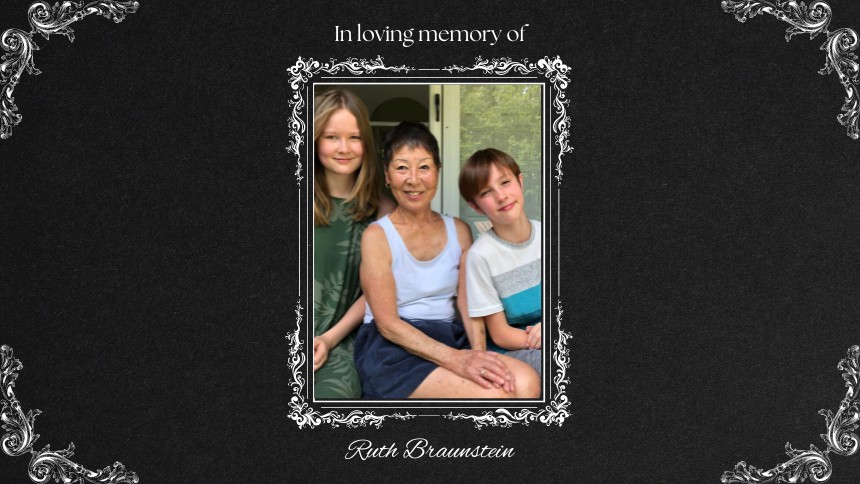 A photo of Ruth Braunstein and her children.