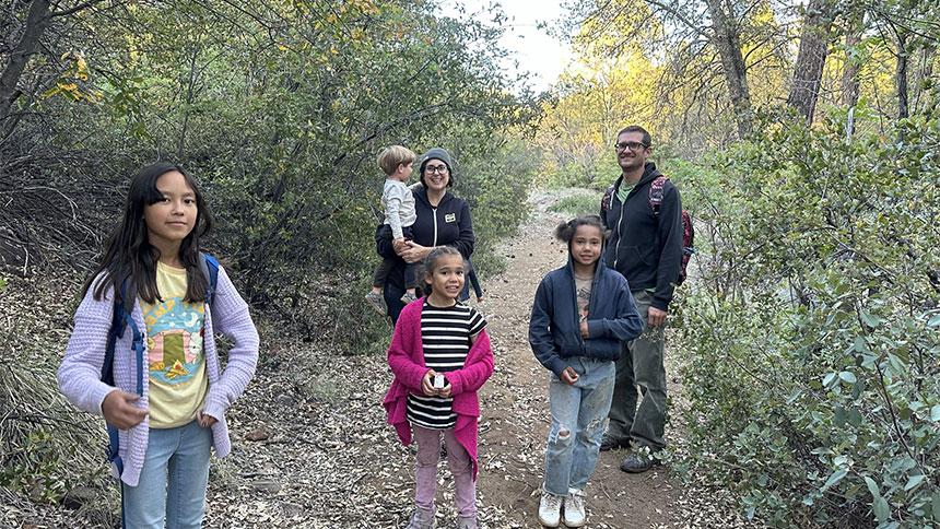 A group of UU kids on a Navigators Hike out on the trail.